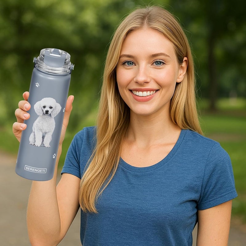 ES Pets SERENGETI 24 Oz Water Bottle Stainless Steel with Spill Proof Lid - Double walled Vacuum Insulated water flask - Realistic 3D Print of your favorite dog (Poodle) - Image 3